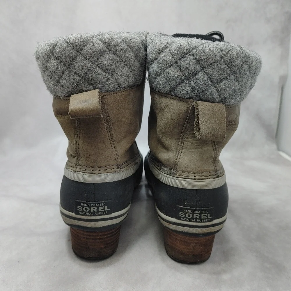 Sorel Womens Slimpack Lace II Snow Boots Quarry Gray‎ Black Waterproof Size 10.5